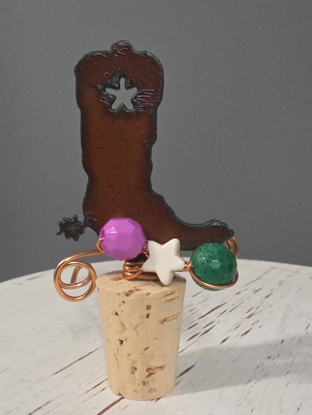 Cowboy Boot Wine Stopper with Colorful Beads